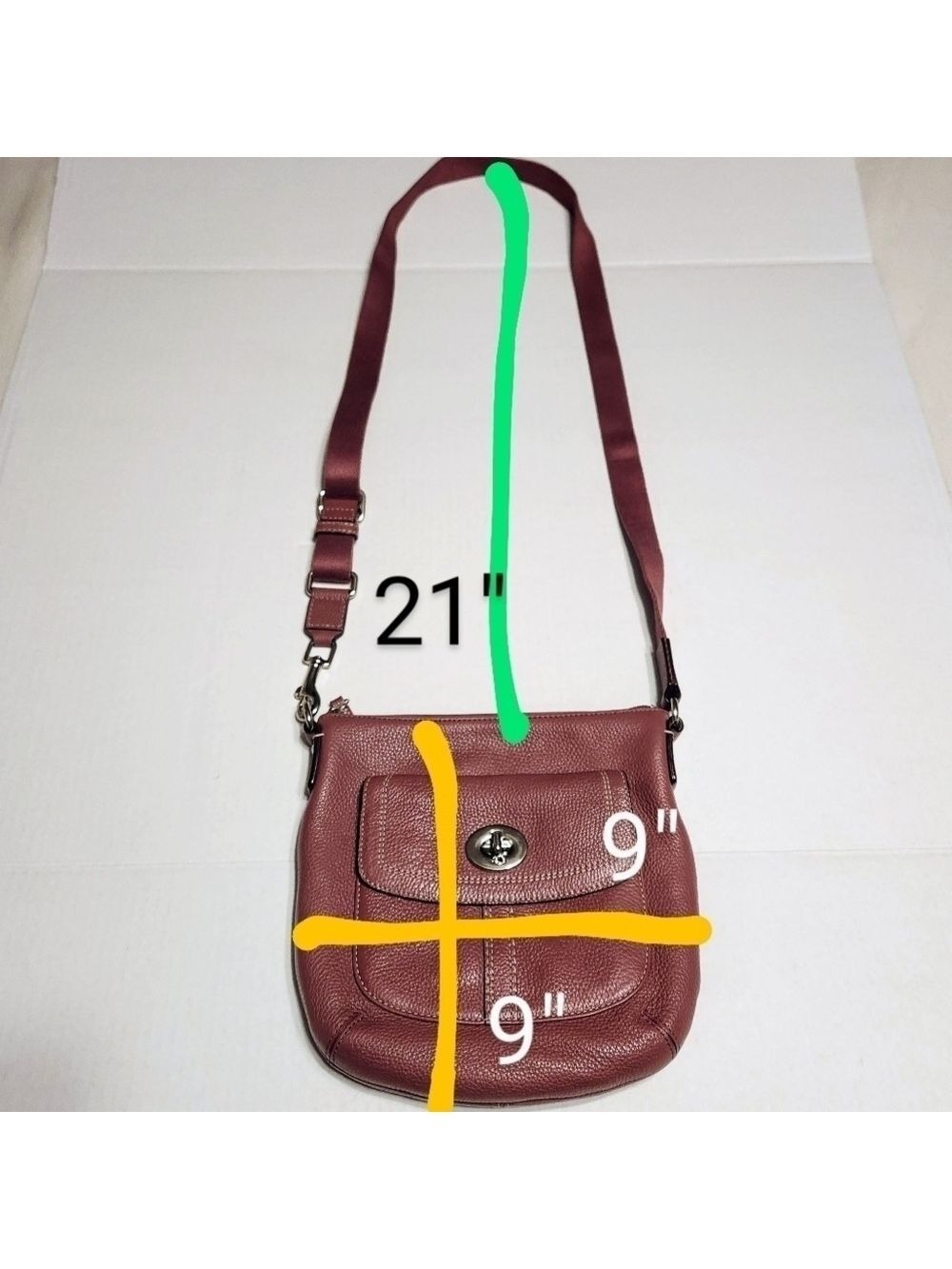 Coach Hamilton Pebbled Leather Crossbody Bag Pink Medium - Picture 12 of 12